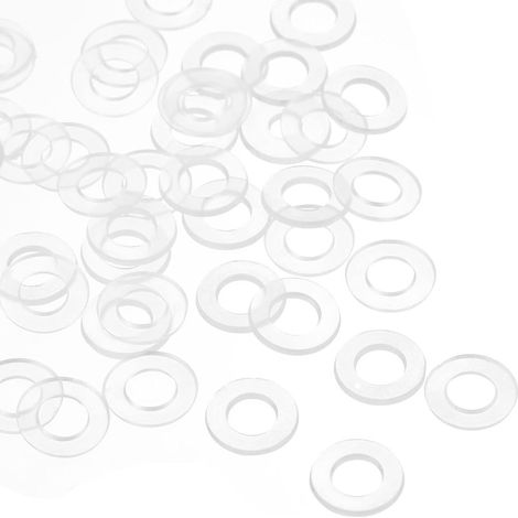 M5 Plastique Ronde Plate Rondelle Joint x 50 Pcs Nylon Rondelle Ronde Plate Rondelle Joint Joint Anneau pour Verre Porte Poignée, Transparent (1/5)
