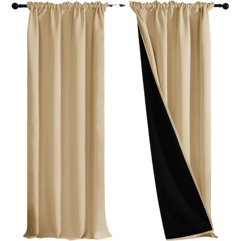 Rideaux occultants pour chambre à coucher, tissu isolant thermique, adaptés à une chambre à coucher, lot de 2, 132 x 213 cm