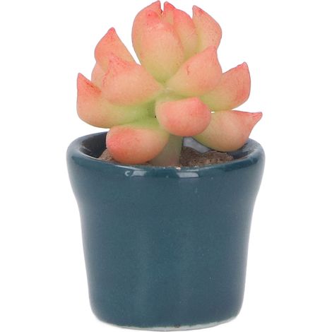 Mini pot de succulente en argile réaliste 1:12, décoration miniature pour maison de poupée, plante artificielle haute simulation. (1/5)