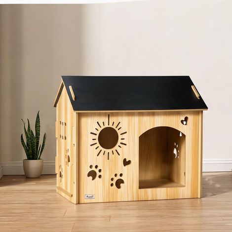 Couchage pour chien coloris eiche noir en MDF 69 x 50 x 58,5 cm (1/5)
