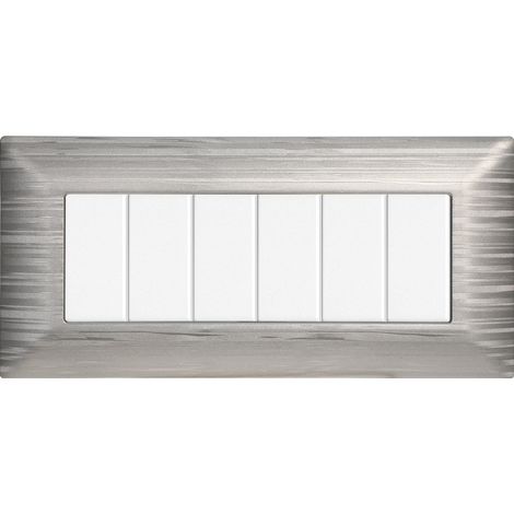Placca Plastica Serie Solar 6P Colore Silver Satinato Compatibile Con Bticino Matix (1/6)