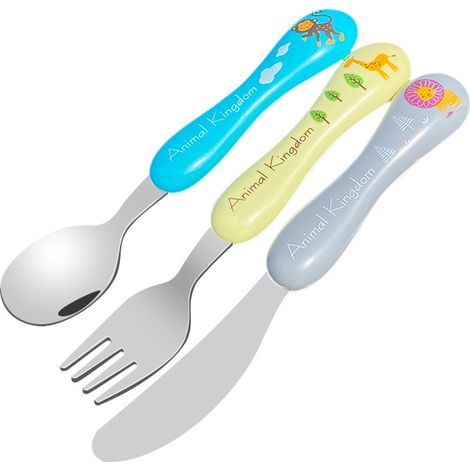 MINKUROW Set Di Posate Per Bambini In Acciaio Inossidabile Da 6 Pezzi, Set Di Posate Per Bambini 2 Forchette, 2 Coltelli, 2 Cucchiai, Posate Per Bambini Per Ragazzi E Ragazze (Animal Kingdom) (1/3)
