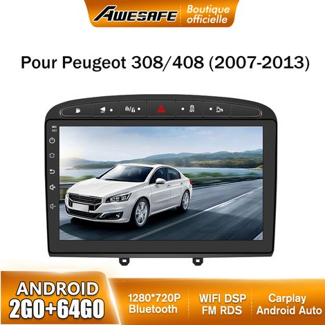 AWESAFE Autoradio Android 13 pour Peugeot 308/408 (2007-2013) 2Go+64Go 9'' Écran Tactile GPS Android Auto WiFi Noir (1/5)