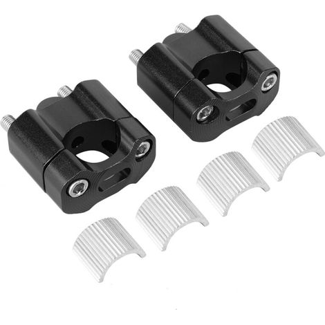 Pair of motorcycle handlebar mounting clamps, 22mm/28mm, 1/8 inch, 7/8 inch, riser adapter, black CNC aluminum alloy (1/5)