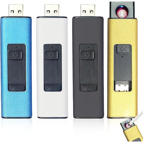 4 Pack Electronic Storm Lighters: Windproof Electric Lighter with USB Port, Flameless Storm Lighter with Safety Lock, USB Rechargeable Lighter, No Gas (1/5)
