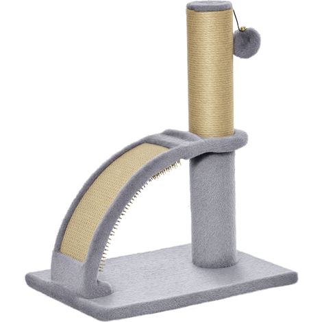 PawHut Cat Tree for Indoor Cats Climbing Activity Center Kitten Tower Furniture with Jute Post Scratching Massage Board Hanging Ball with Bell 34 x 24 x 43cm Grey