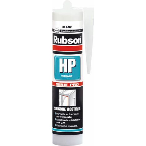 Rubson – Mastic de vitrage silicone acétique HP blanc 300ml – Parfaite adhérence sur verre et alu – Excellente résistance aux UV – Elasticité durable (1/5)
