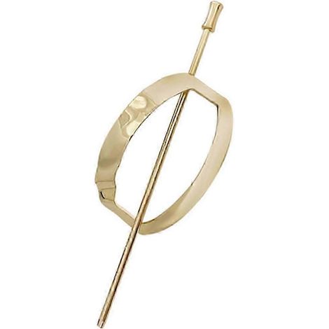 Bâtonnet à cheveux pour femme en alliage inoxydable poli lisse, forme géométrique ajourée, style rétro, antidérapant, chignon-C (1/5)