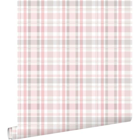 papier peint à carreaux rose clair - ESTAhome