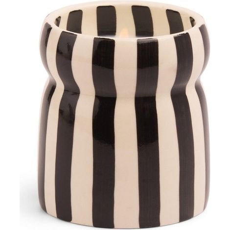 Candela in Ceramica Pietra Lavica A Strisce Nere 184g Paddywax