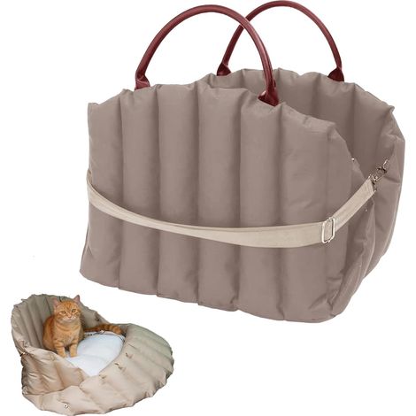 Dog car seat, non-slip carrier bag, stylish, for indoor and outdoor use, 5 kg, brown
