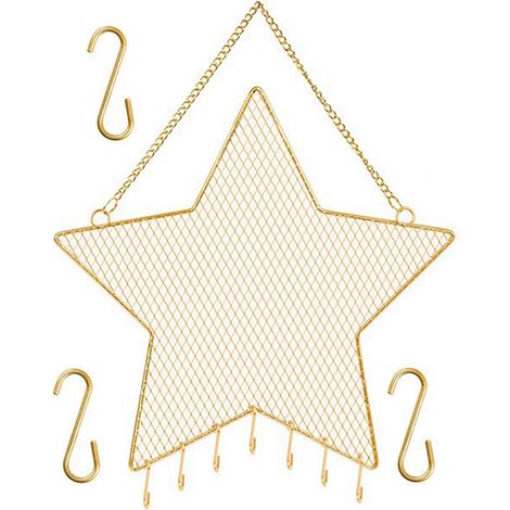 Porte Bijoux mural en Métal à Suspendre / Support de Présentation avec Grillage pour Colliers, Bracelets et Boucles d'Oreilles / Organisateur (1/5)