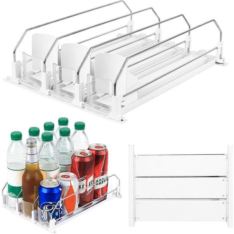 Organisateur De Canettes - Système Coulissant Automatique 3 Niveaux - Pour Réfrigérateur Et Placard - Capacité 12 Canettes (1/5)