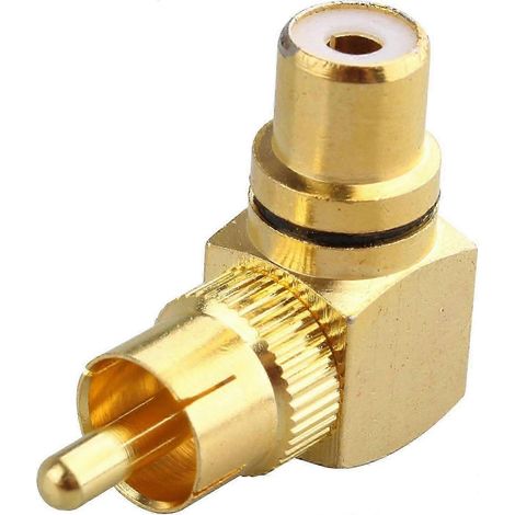 Adaptateur RCA mâle vers RCA femelle coudé à 90° avec connecteur en L en cuivre plaqué or, convertisseur M/F plaqué or, prise audio AV RCA (1/5)