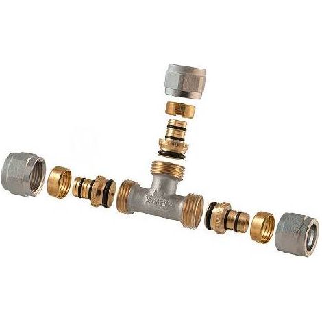 RACCORD EN T 2 PIÈCES ASSEMBLÉ PAR COMPRESSION POUR MULTICOUCHE Dimension : 1" - 26 (2,00)