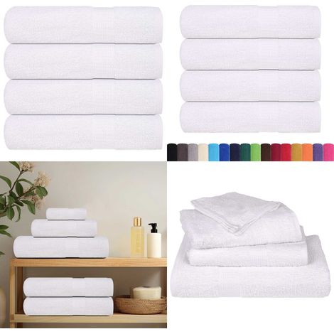 vidaXL Essuie-mains 4 pcs blanc 50x100 cm 360 g/m² 100% coton (1/5)