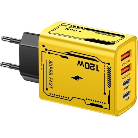 Chargeur mural USB-C 4 ports 120 W, charge rapide QC3.0 PD, compatible iPhone 16 et 15 pouces, Huawei, Samsung et Xiaomi (1/5)