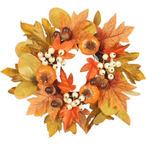 Couronne d'anneaux de bougies en feuilles d'érable artificielles, 30cm, pour décoration de Table de pièce maîtresse de Thanksgiving (1/5)