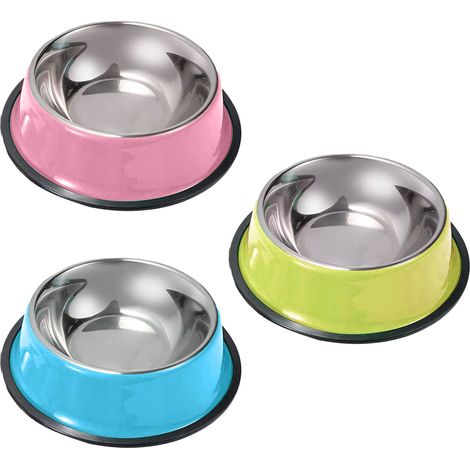 Bol Alimentaire Chat - Acier Inoxydable - Antidérapant - Pour Chats Chiots Animaux Petits - 3 Pièces (1/5)