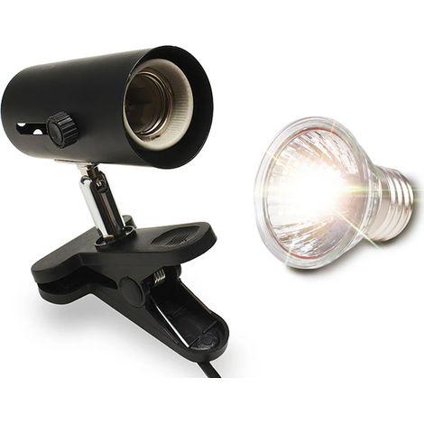 Lampe Pour Reptiles - Support En Céramique Avec Pince - Lampe De Basking UVA UVB Et Chauffante - Pour Tortues Lézards Serpents - Lot De 1 (1/5)