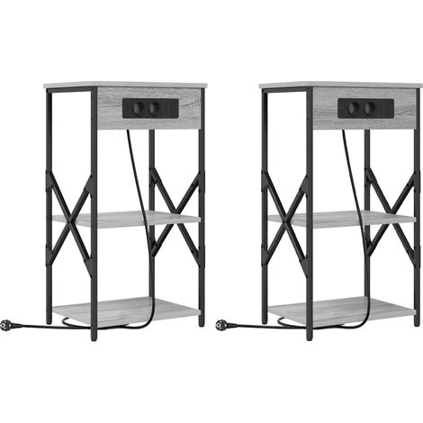 Maison Exclusive - Armario de Noche con estante 2 pcs Gris Sonoma (1/5)