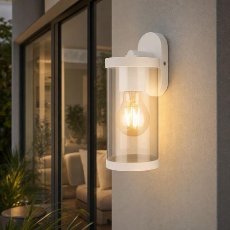 Außenleuchte Wandlampe Gartenleuchte Alu weiß klar E27 Hauswandlampe Wandlaterne (1/4)