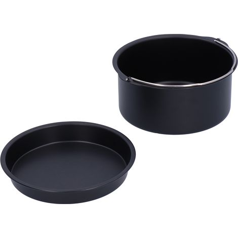 Moule à pizza et cake en acier antiadhésif, plat de cuisson pour friteuse, accessoire de pâtisserie maison, moule à gâteau 7 pouces, outil de cuisine. (1/5)