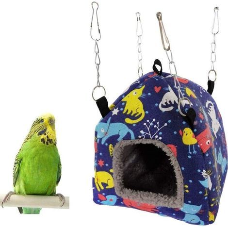 Hamac Suspendu en Peluche pour Perruches, Cockatiels, Conures, Inséparables, Hamsters, Gerbilles, Rats, Chinchillas et Écureuils – Taille M (1/4)
