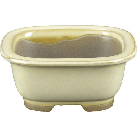 Vaso per bonsai Giapponese Morrisan rettangolare in gres smaltato bianco 7,5x6,5x3 cm - B02-8-12C