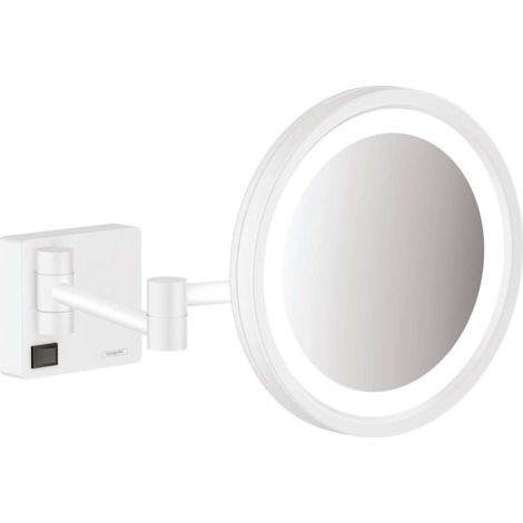 Hansgrohe AddStoris - Wand-Kosmetikspiegel mit LED Leuchte, weiß matt 41790700
