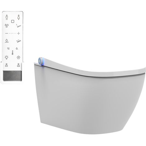 BERNSTEIN - Toilettes japonais céramique Blanc, WC japonais lavant LED + télécommande, jet réglable, séchoir, filtre odeurs - 59x38x38cm - Pro+1104 (1/5)
