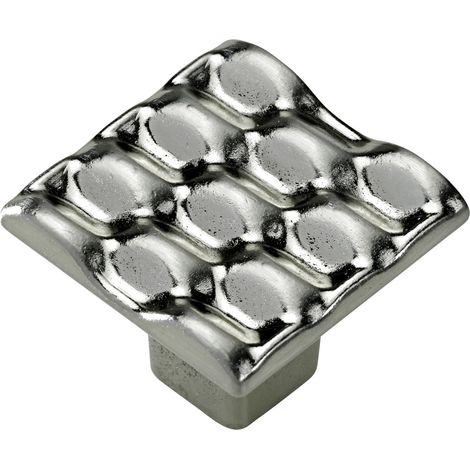 Hettich Möbelknopf Zinkdruckguss Edelstahl-Optik 25,0 x 25,0 mm - 1 Stück Möbelgriff