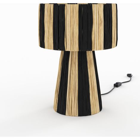 Lampe rayée noire en feuille de palmier - SOLÉA (1/5)