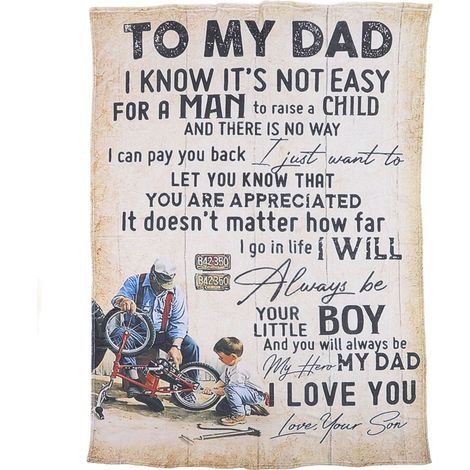 Couverture personnalisée cadeau papa, lettres enveloppe pour père, jeté de canapé 150x220cm (59,1x86,6po), idéal Fête des Pères. (1/5)