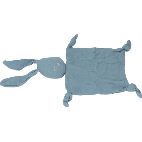 Couverture bébé moelleuse en forme de lapin, double épaisseur, absorbante, douce, bleue. (1/5)