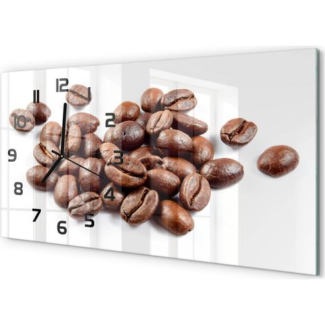 Horloge Murale Panoramique Moderne 60x30 cm Verre Trempé Sans Tic-Tac Grains de café (1/5)