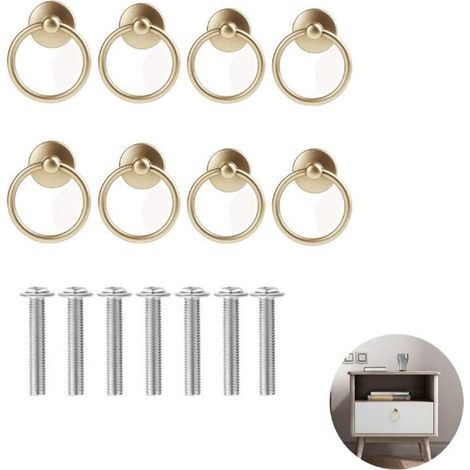 8 Pièces Ancien Poignées Tirage Rétro Anneaux, Anneaux Boutons Pull de Poignée, Bague de Tiroir en Laiton, pour Armoires à Portes, Coiffeuses, Armoires à Tiroirs (1/5)