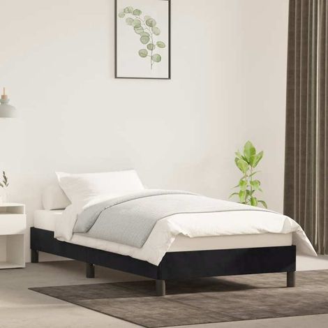 Cadre de lit 80 x 200 cm avec sommier à lattes en velours noir, sans matelas - PANGIVO (1/5)