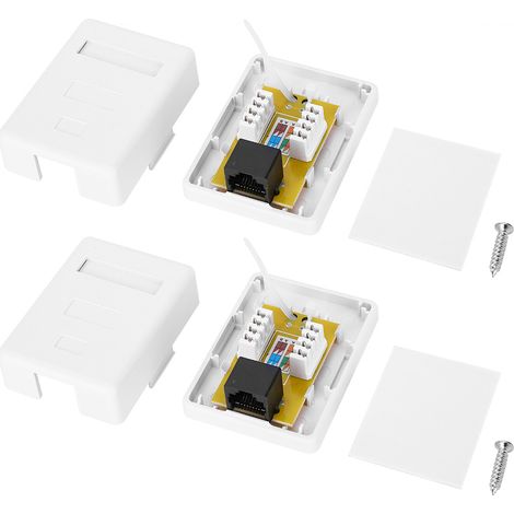 Boîte de jonction de réseaux à Port unique RJ45-8P8C CAT6, 2 pièces, boîte de jonction d'informations de bureau montée en Surface