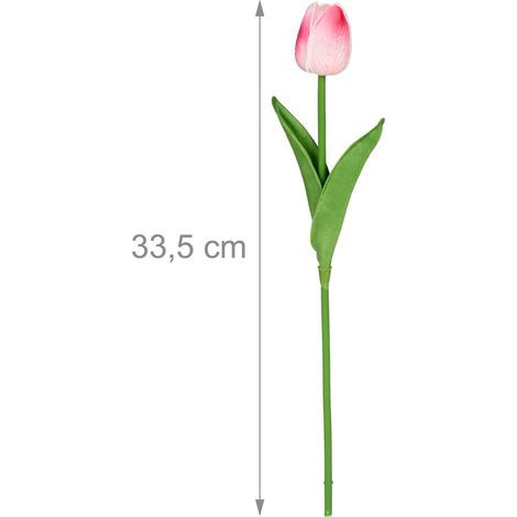 Lot de 24 tulipes artificielles décoratives pour salon chambre 33,5 cm style épuré en plastique blanc (1/2)