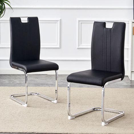 Sedia da pranzo 52x40,5x98 cm in PU nero, design moderno per soggiorno FloraGrace (1/5)