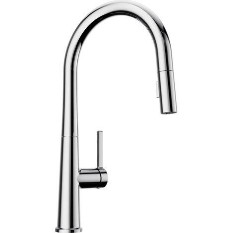 Robinet de cuisine extractible avec 2 jets, robinet haute pression en acier inoxydable, mitigeur pivotant à 360°, chrome (1/5)