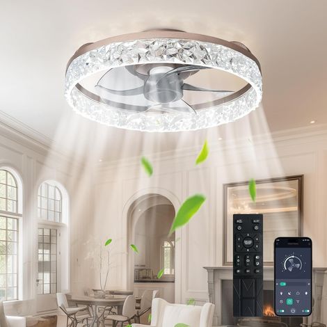 Ventilatore da soffitto singolo con luce e telecomando, ventilatore da soffitto a basso profilo da 16" con 6 velocità e 3 temperature di colore, LED dimmerabile 3000-6500k per camera da letto (1/4)