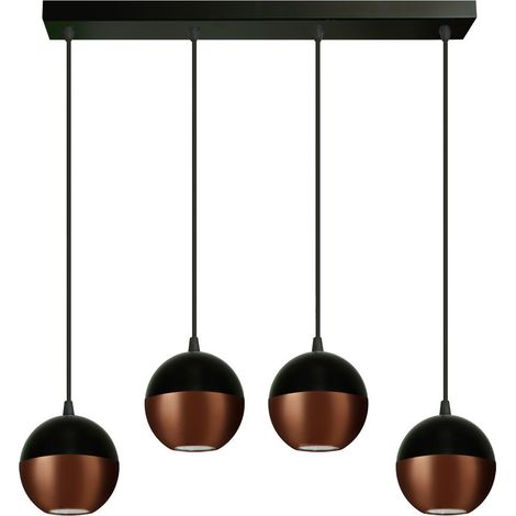 Helam MIDWAY Plafonnier Suspendu Straight Bar Noir, Cuivre 60cm