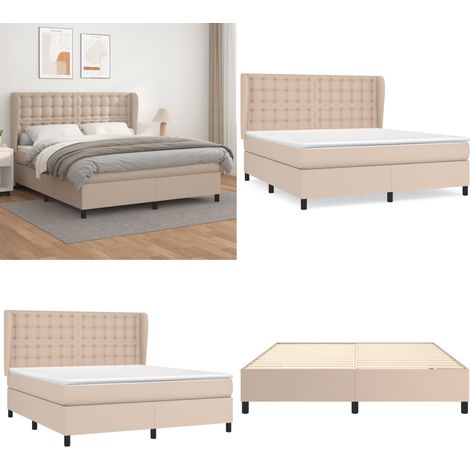 Sommier à lattes de lit avec matelas Cappuccino 180x200 cm - Lit Plateforme - Lit Capitonné - Lit Double - Literie - Chambre À Coucher - Home & Living (1/5)