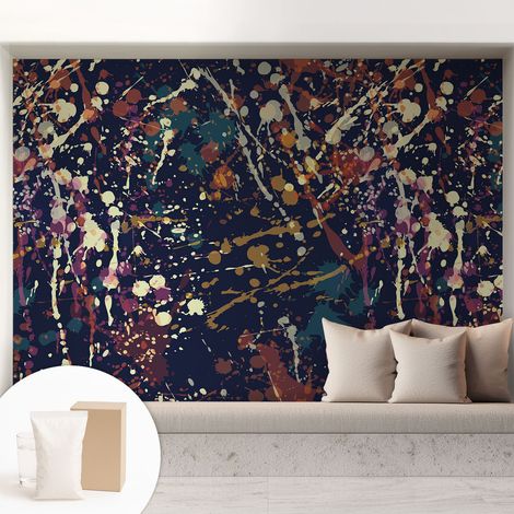 Tapete Vliestapete mit Kleber - abwaschbar - Tapete mit Motiv - trendige Wanddeko - elegant Fototapete Farbenfrohe Abstraktion 208x146 cm