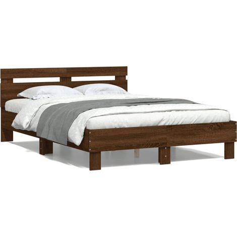 Lit double,Lit adulte,Cadre de lit sans matelas chêne marron 135x190 cm CFW9195945 (1/5)