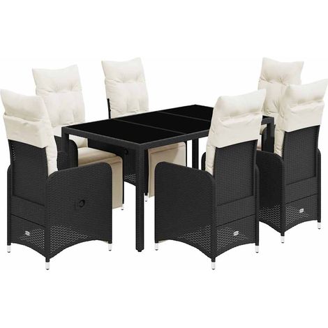 Maison Exclusive - Set de mesa y sillas de jardín 7 pzas y cojine (1/5)