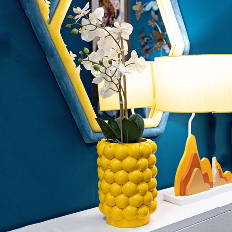 Vase Bardo, Motifs de Citrons, Diamètre 13,5 cm, Jaune