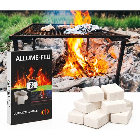 Allume-feu solide blocs cire et bois barbecue cheminée 32 pièces 2,8 × 2,2 × 1,2 cm 240 g – Livraison gratuite (1/5)
